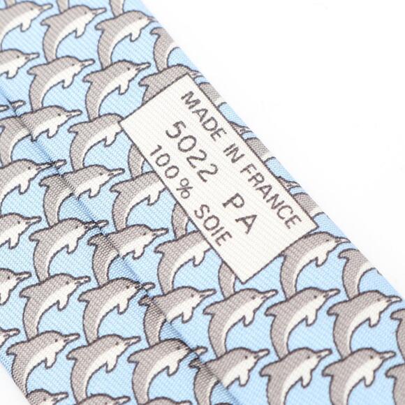 Hermes HERMES tie, silk, men's, blue and gray